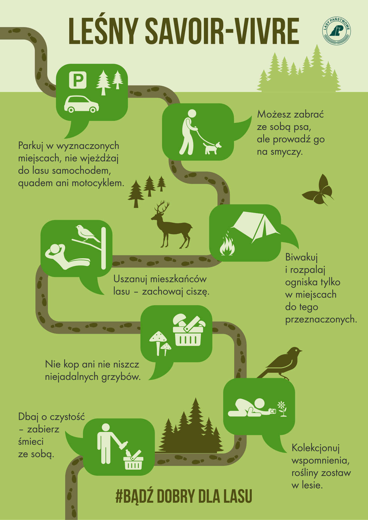 Zdjęcie przedstawia infografikę CILP dotyczącą leśnego savoir-vivre'u.