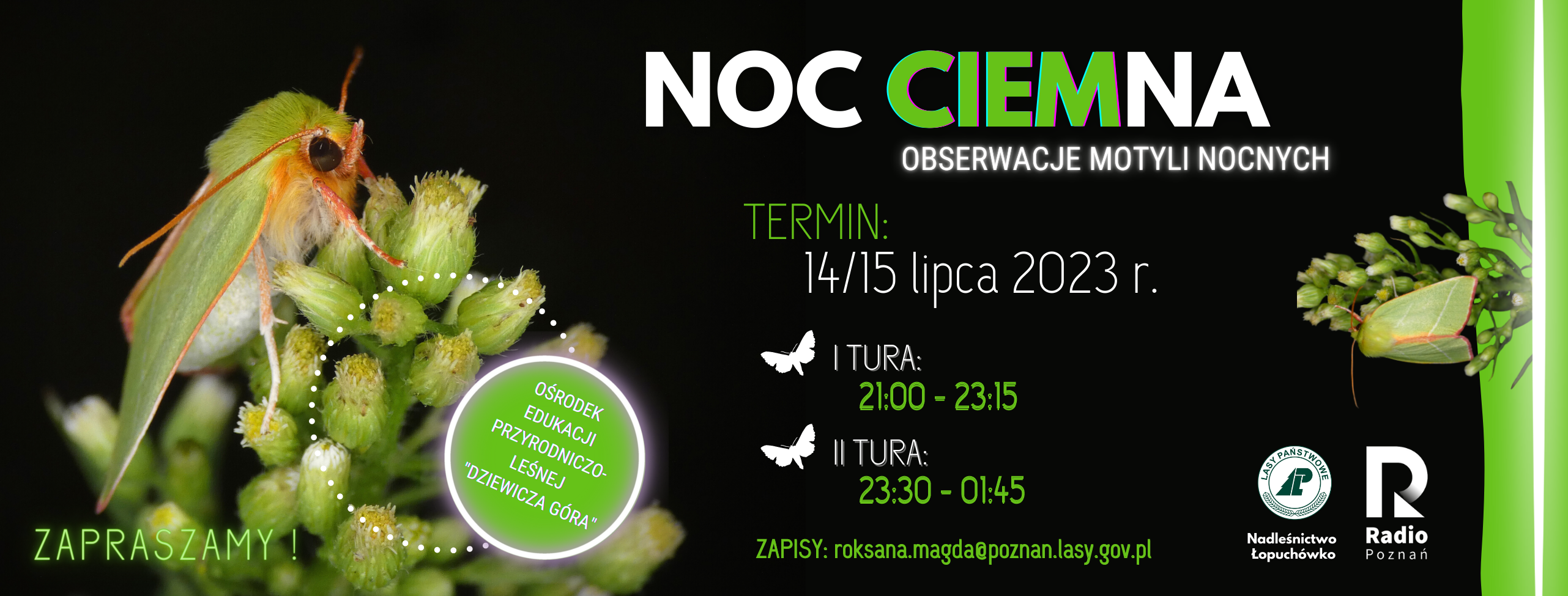 Grafika przedstawia plakat promujący wydarzenie NOC CIEMna. Autor: P. Kaźmierczak